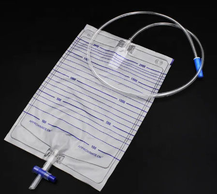 주문 공장 가격 2000ml PVC 의료 소변 배수 가방 T형 밸브 반 반류 밸브 졸업 온라인 제품